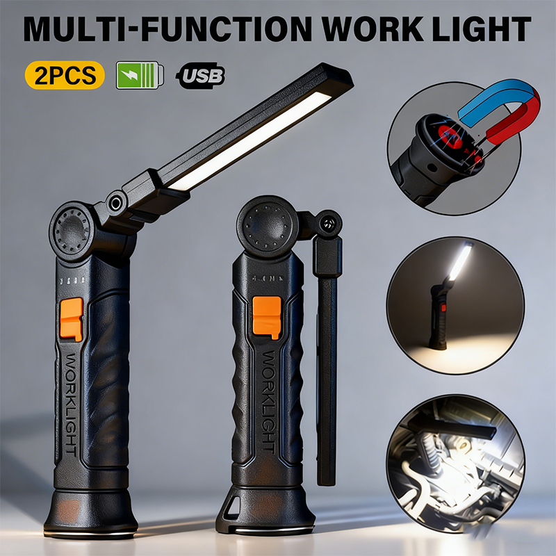 Outdoor Adventure Trips - Draagbare COB LED-zaklamp USB oplaadbare werklamp