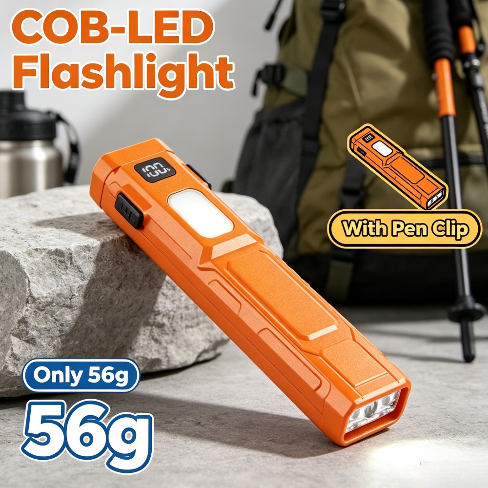 Outdoor Adventure Trips - COB LED EDC-zaklamp met penclip, zaklamp,