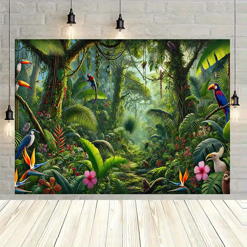 Outdoor Adventure Birthday Party - 1pc Jungle Avontuur Achtergrond Banner Achtergrond