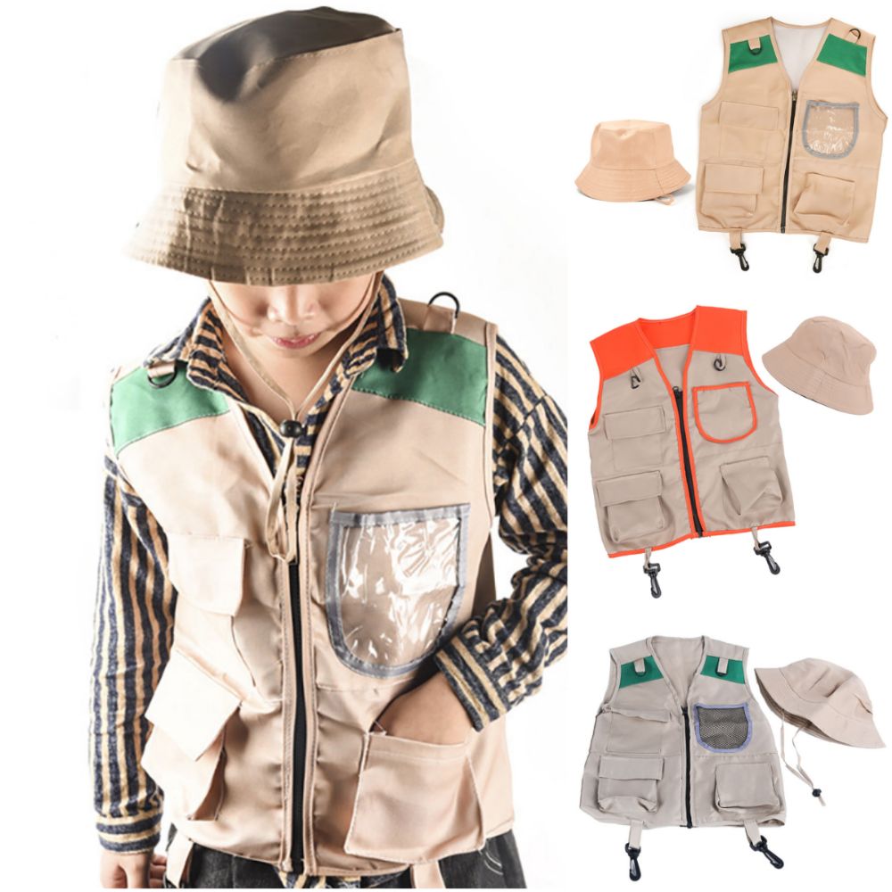 Outdoor Adventure Kit For Kids - Meerkleurige Kinder Explorer Hoed Vest Verkleedspel
