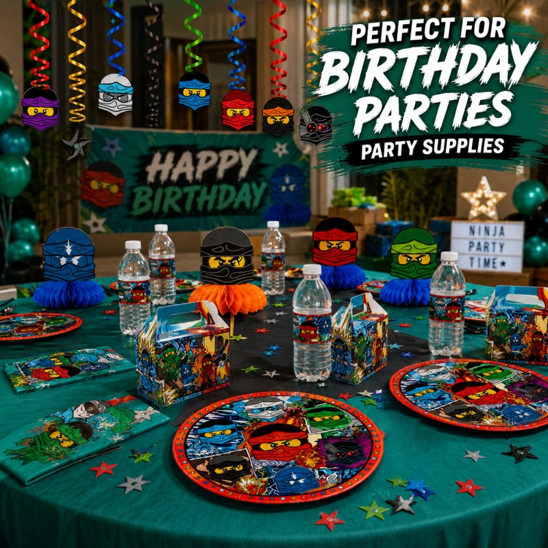 Outdoor Adventure Birthday Party - Ninja-combinatie verjaardagsfeestdecoratieset voor binnen en buiten,