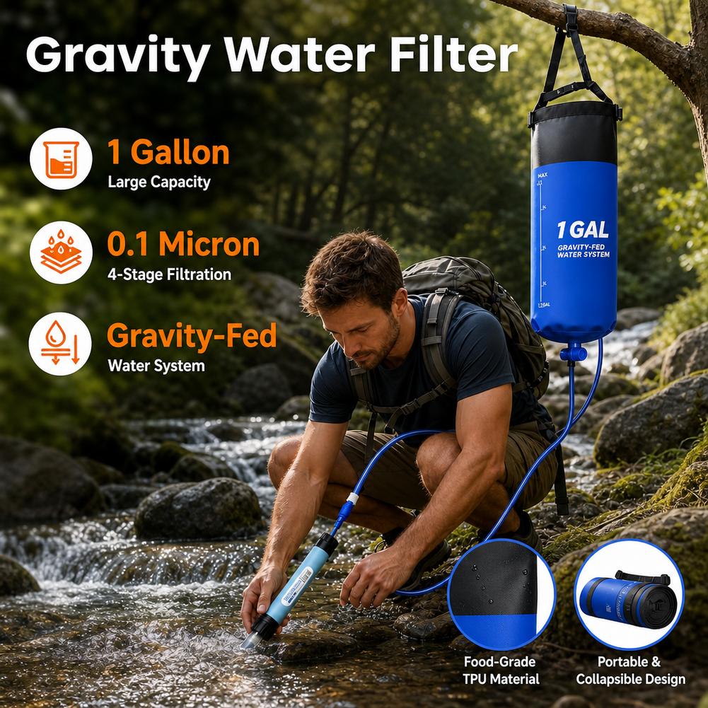 1 Gal Zwaartekracht Waterfilte - Outdoor Adventure Backpack recensie en prijs